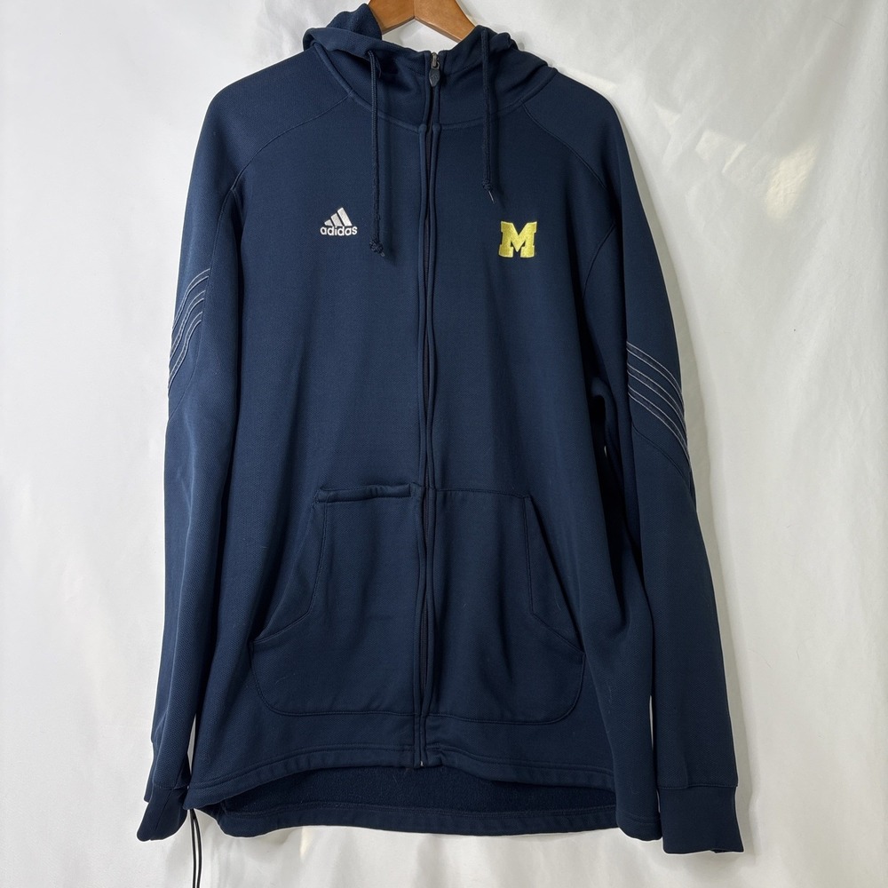 Adidas‎ Michigan Wolverines Full Zip Jacket Sz 2XL Climawarm Football NCAA Blue